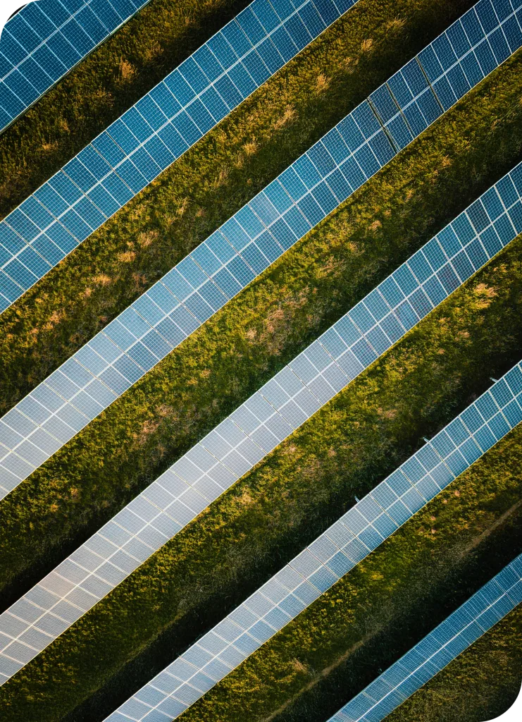 Aerial view of a photovoltaic park